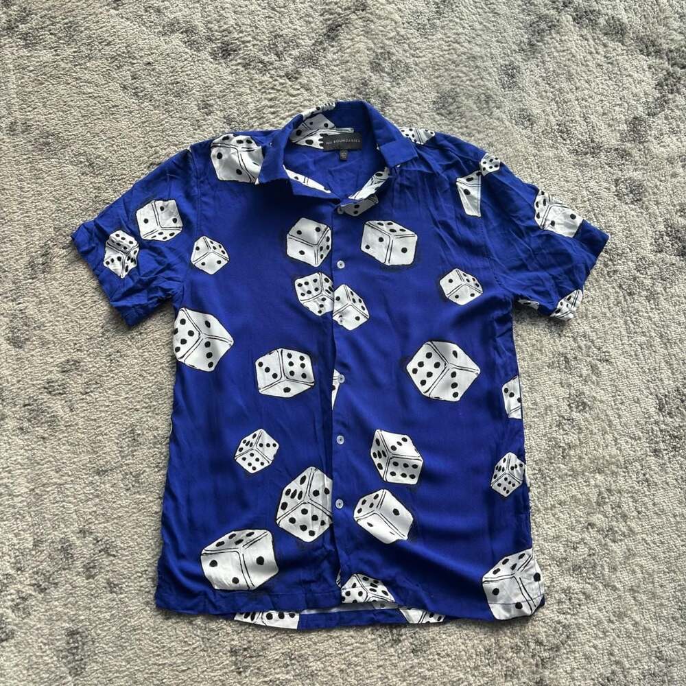 No Boundaries Dice Print Short Sleeve Button Down Shirt Size S